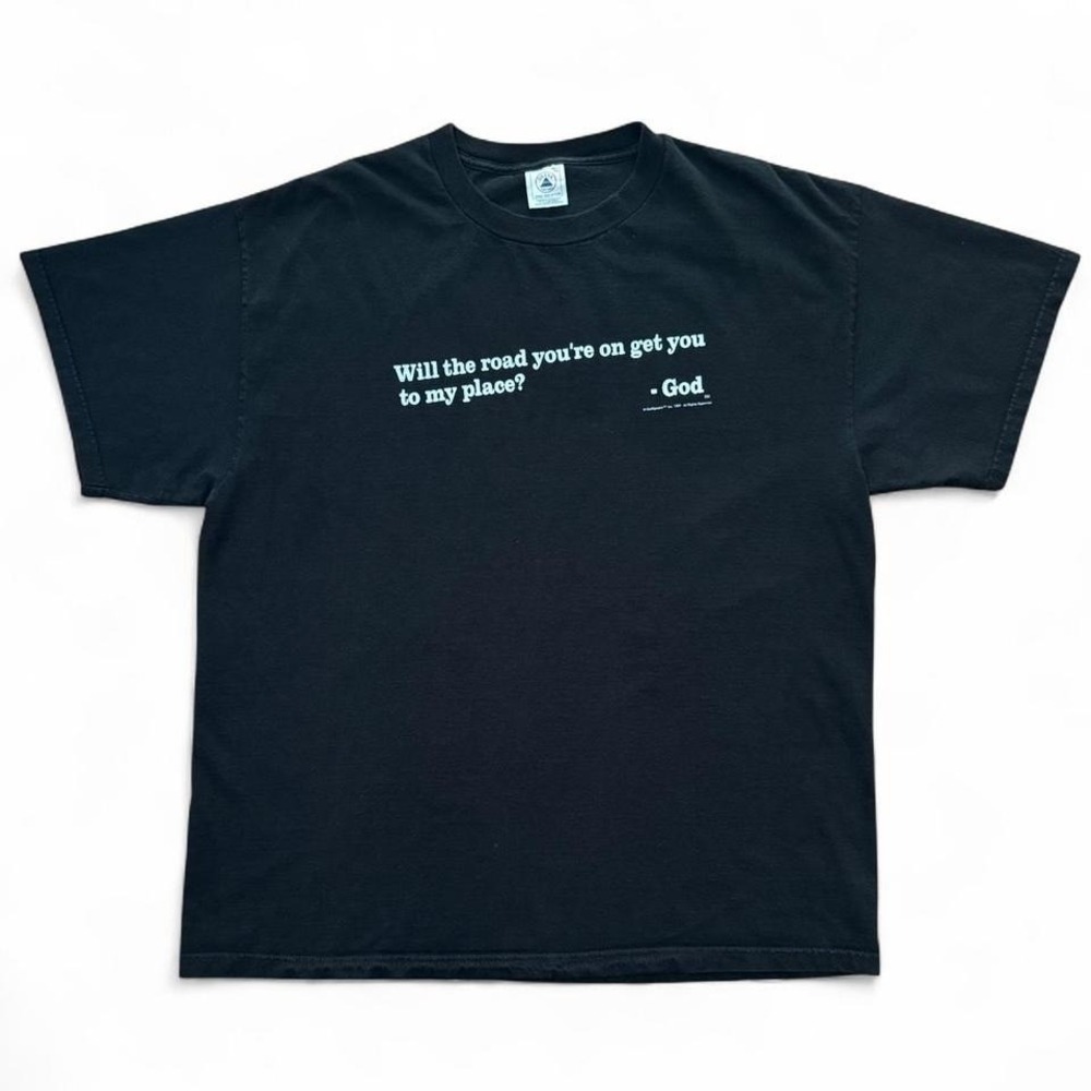 Vintage Y2K Religious God Prayer Bible Jesus Christian Website Promo T-shirt XL